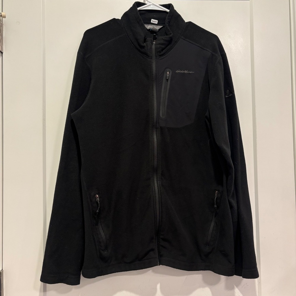 Eddie Bauer First Ascent Men Large Tall Black Cloud Layer Fleece Full Zip Jacket